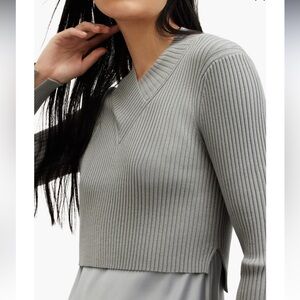 All Saints Light Gray V-Neck Sweater